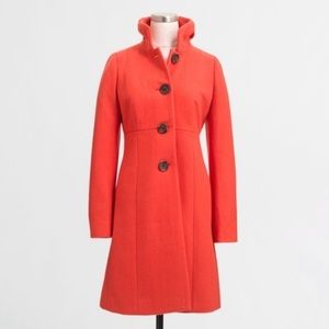 J Crew Coral Red Ruffle Neck Coat
